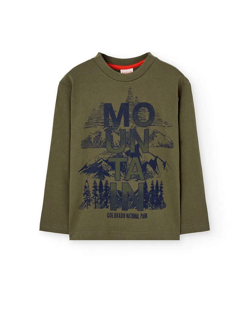 Детская футболка с рисунком спереди и длинным рукавом Boboli, военный зеленый
Детская футболка с рисунком спереди и длинным рукавом Boboli, военный зеленый