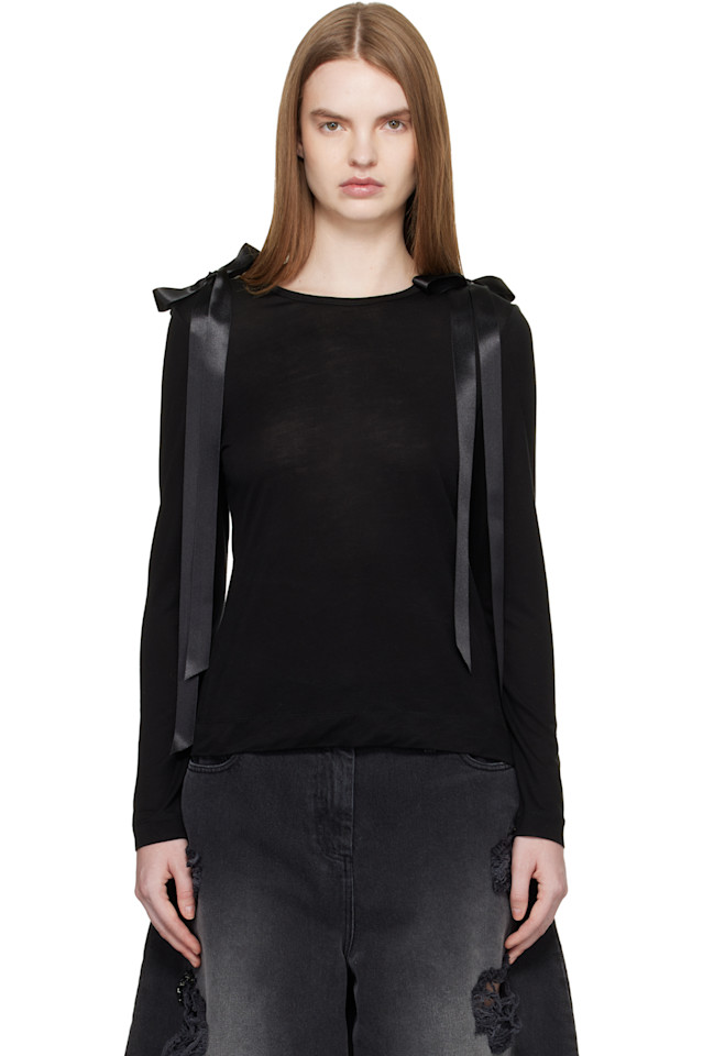 Футболка с длинными рукавами и бантом из ленты Simone Rocha, черный
Футболка с длинными рукавами и бантом из ленты Simone Rocha, черный