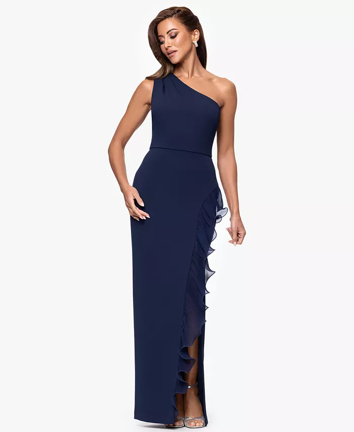 Женское платье-футляр из крепа-скуба на одно плечо, длинное XSCAPE, синий
Женское платье-футляр из крепа-скуба на одно плечо, длинное XSCAPE, синий