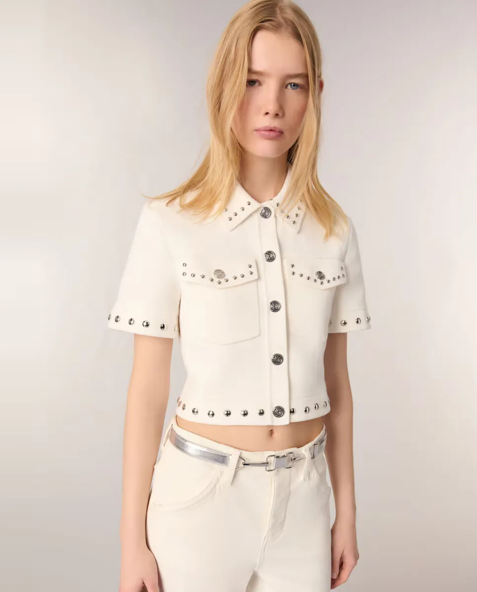 Женский короткий кардиган с заклепками Maje, белый
Женский короткий кардиган с заклепками Maje, белый