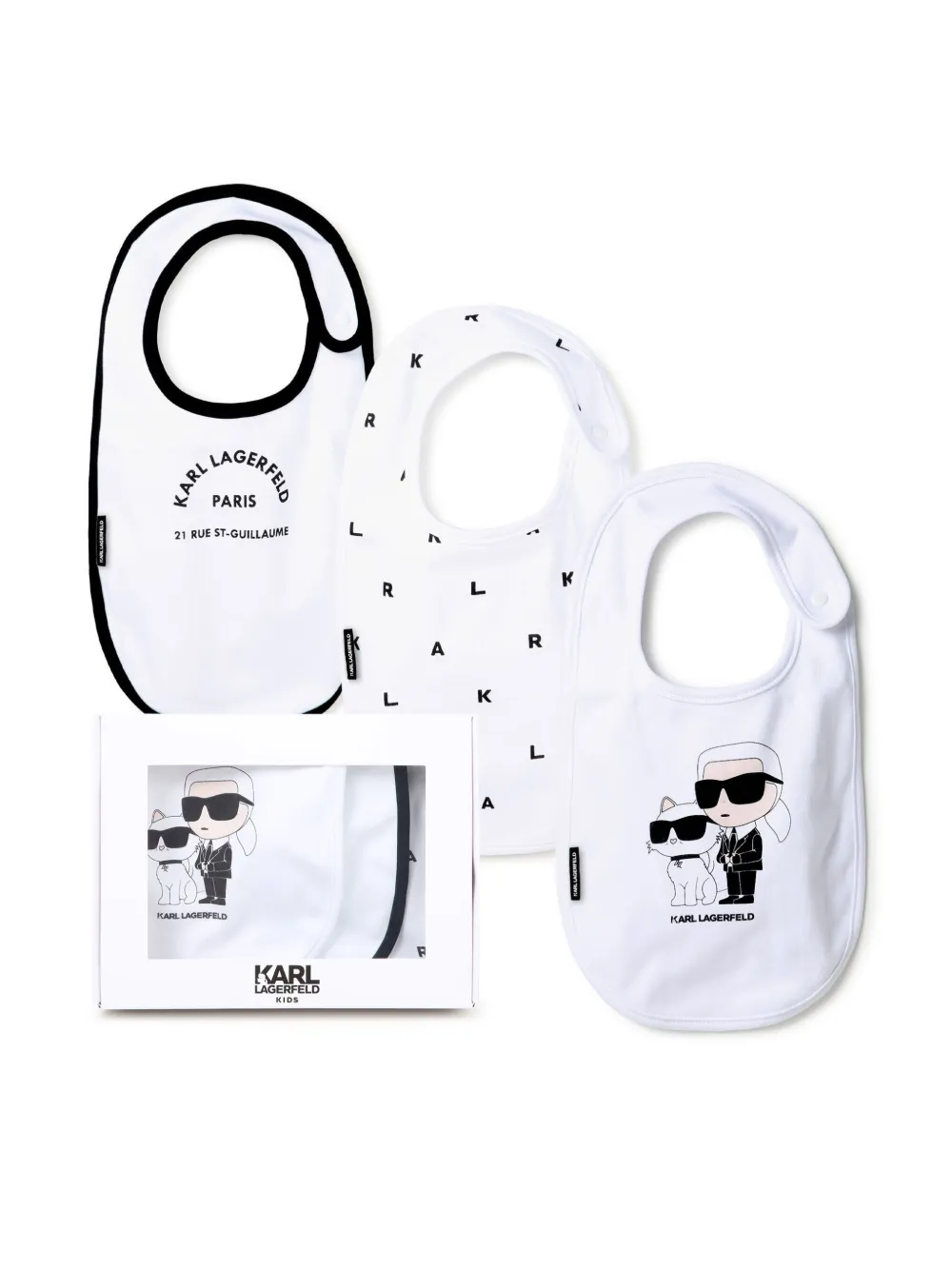 Комплект из трех нагрудников с логотипом KARL LAGERFELD KIDS, белый
Комплект из трех нагрудников с логотипом KARL LAGERFELD KIDS, белый