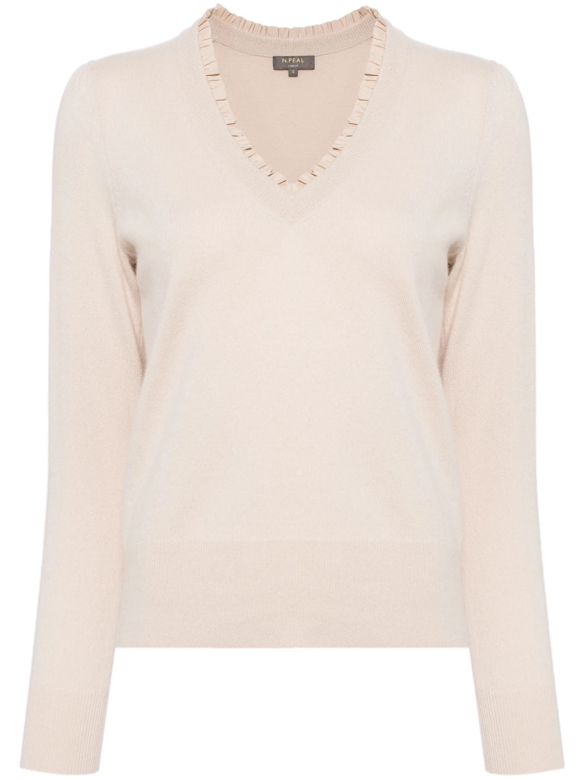 Кашемировый джемпер с оборками N.Peal, бежевый
Кашемировый джемпер с оборками N.Peal, бежевый