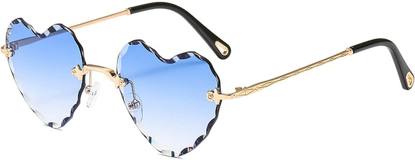 Солнцезащитные очки COTIA в форме сердца, без оправы, очаровательные солнцезащитные очки с градиентными линзами в форме сердца, безрамочные, с волнообразными линзами, женские, с защитой от УФ-излучения UV400, Blue
Солнцезащитные очки COTIA в форме сердца, без оправы, очаровательные солнцезащитные очки с градиентными линзами в форме сердца, безрамочные, с волнообразными линзами, женские, с защитой от УФ-излучения UV400, Blue