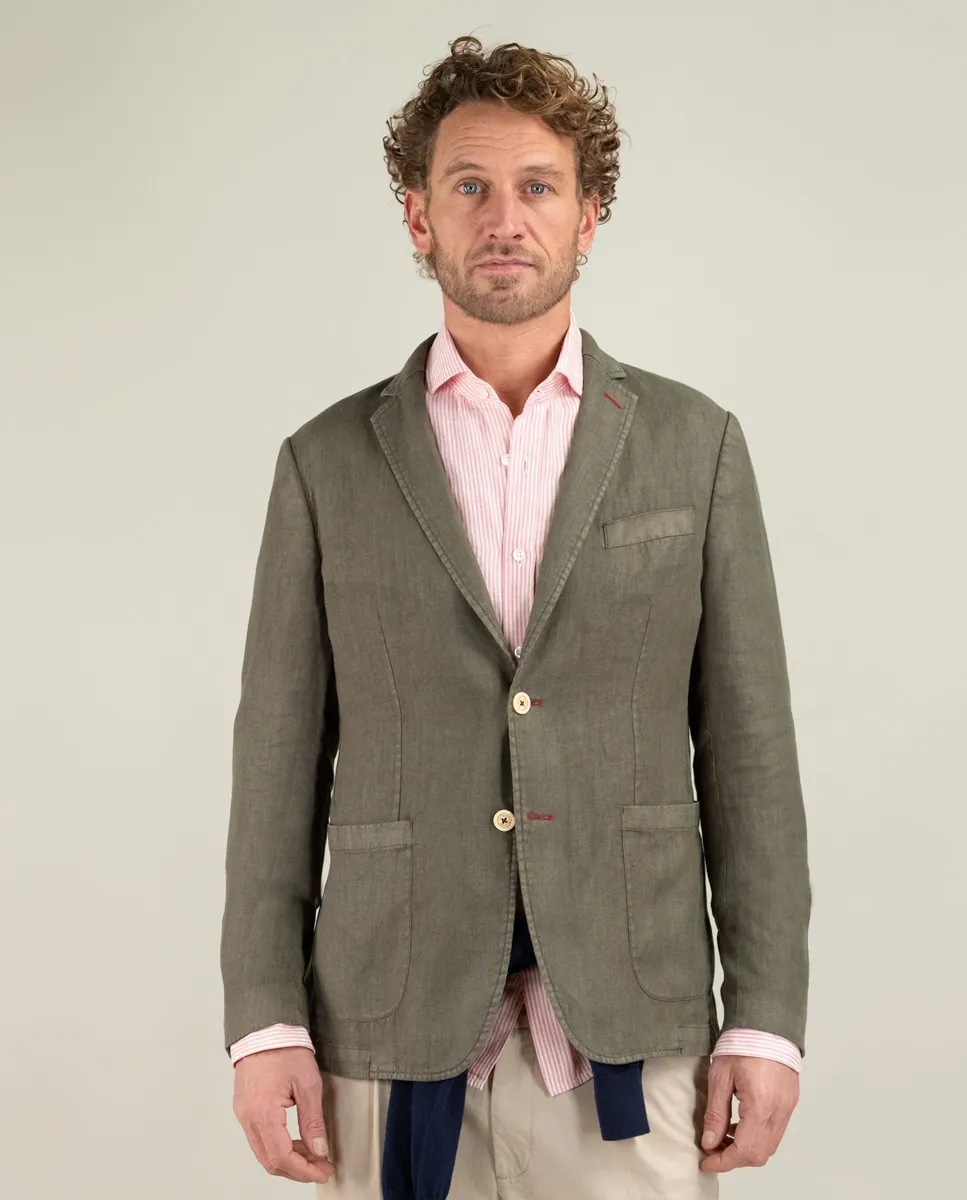 Мужской блейзер облегающего кроя из окрашенного в готовом виде льна El Ganso, зеленый
Мужской блейзер облегающего кроя из окрашенного в готовом виде льна El Ganso, зеленый