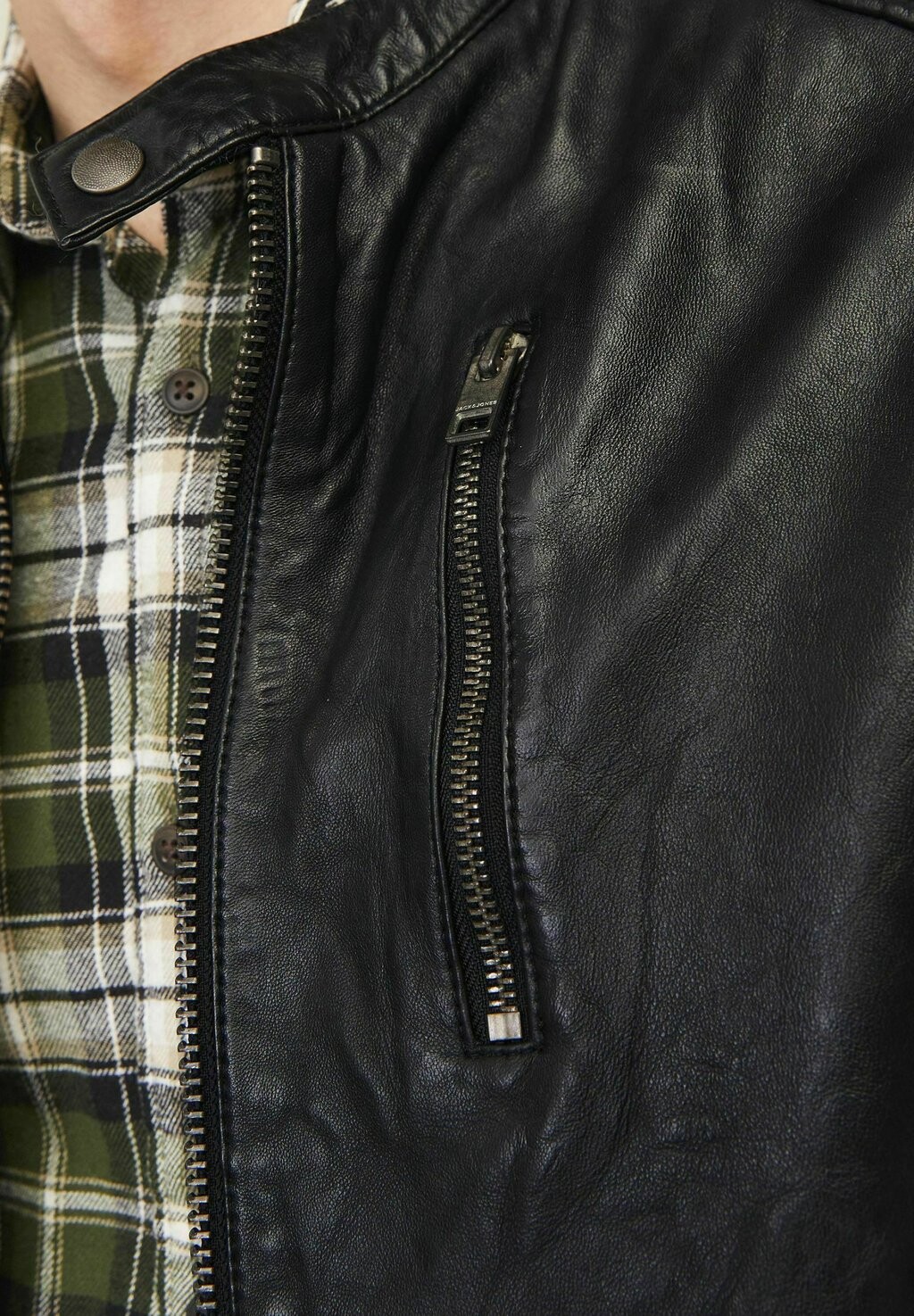 Кожаная куртка Jack & Jones, черный 
Кожаная куртка Jack & Jones, черный