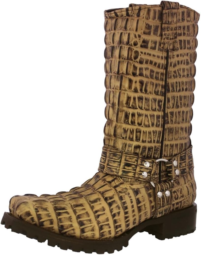 Мужские профессиональные ковбойские байкерские ботинки из грубой песочной кожи с принтом хвоста крокодила и квадратным носком Cowboy Professional, Rustic Sand
Мужские профессиональные ковбойские байкерские ботинки из грубой песочной кожи с принтом хвоста крокодила и квадратным носком Cowboy Professional, Rustic Sand