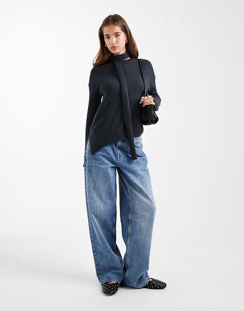 Вязаный джемпер Mango Teen с шарфом в антрацитовом цвете
Вязаный джемпер Mango Teen с шарфом в антрацитовом цвете