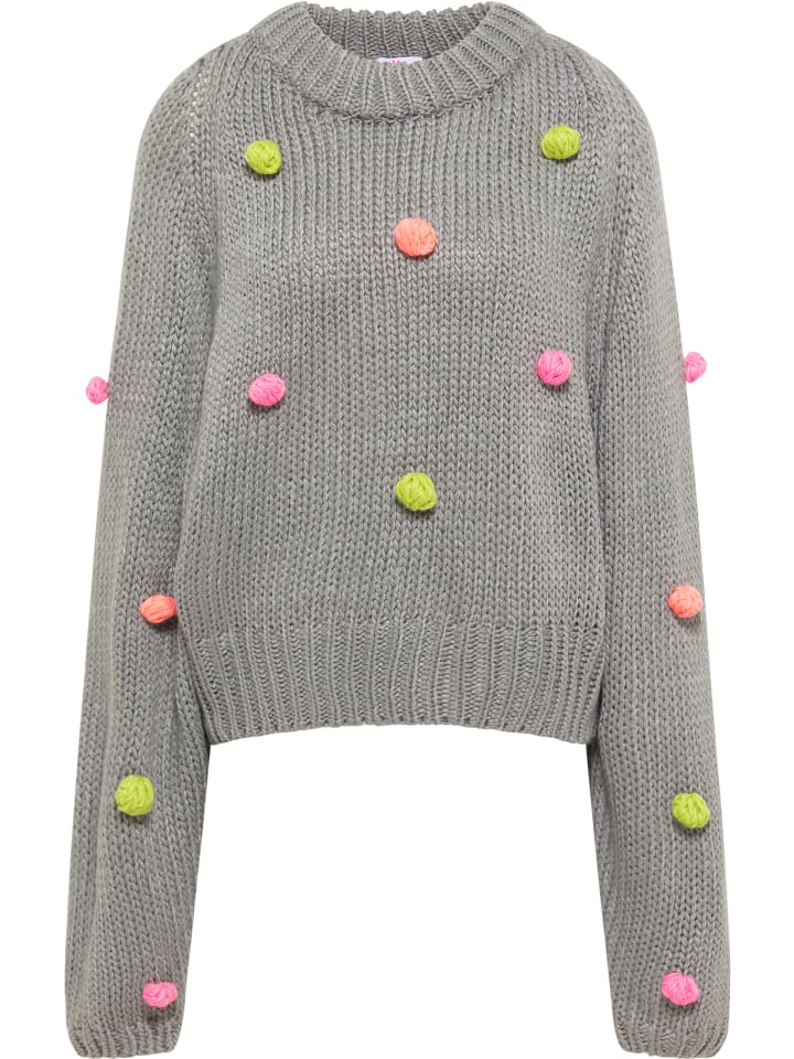 Женский вязаный свитер серого цвета с разноцветными вставками myMo
Женский вязаный свитер серого цвета с разноцветными вставками myMo