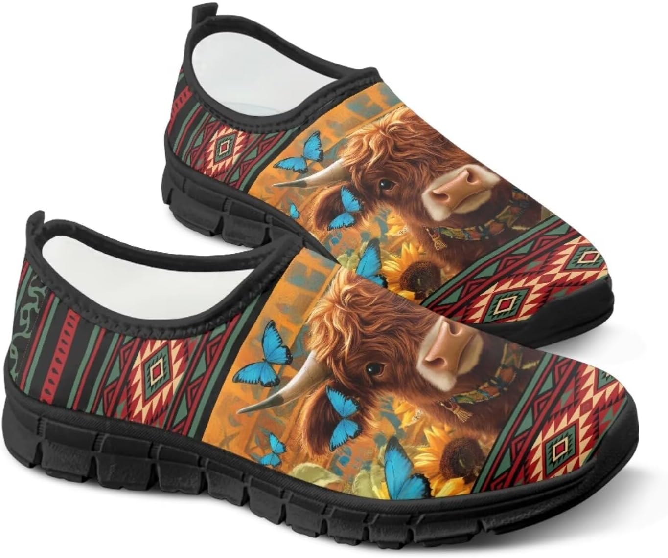 Слипоны Binienty Aztec для мужчин и женщин, повседневная обувь без шнурков, удобные лоферы для путешествий и прогулок, Aztec Highland Cow Butterfly
Слипоны Binienty Aztec для мужчин и женщин, повседневная обувь без шнурков, удобные лоферы для путешествий и прогулок, Aztec Highland Cow Butterfly