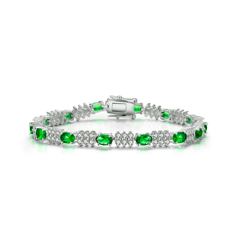 Теннисный браслет из стерлингового серебра с покрытием из белого золота, изумрудно-зеленого цвета и прозрачных кубических цирконий Genevive, зеленый
Теннисный браслет из стерлингового серебра с покрытием из белого золота, изумрудно-зеленого цвета и прозрачных кубических цирконий Genevive, зеленый