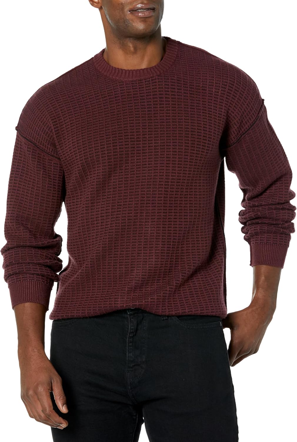 GUESS Мужской длинный рукав 2 Tone Waffle Brendon свитер, Jet Black/Red Noir Multi
GUESS Мужской длинный рукав 2 Tone Waffle Brendon свитер, Jet Black/Red Noir Multi