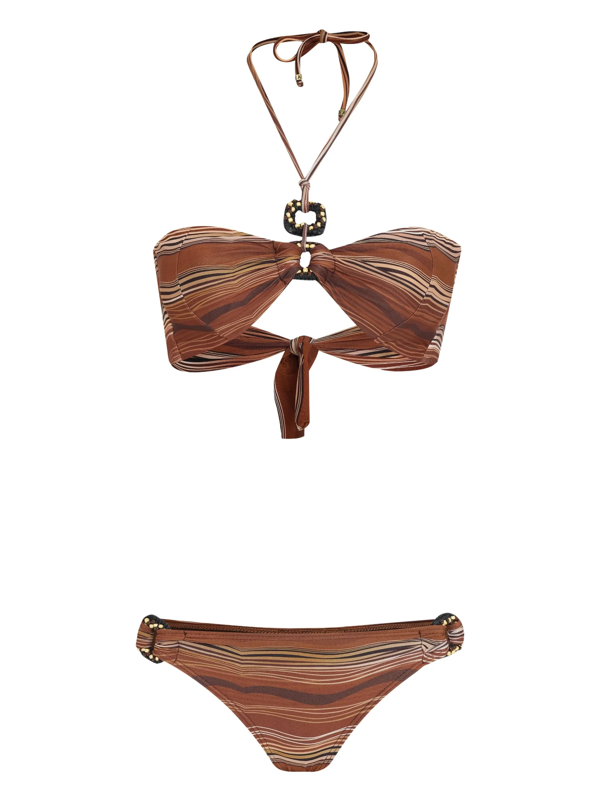Бикини в полоску с вырезом халтер Amir Slama, коричневый
Бикини в полоску с вырезом халтер Amir Slama, коричневый