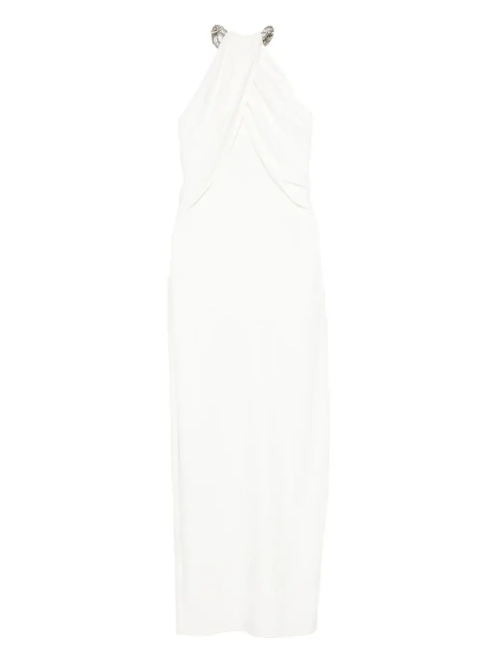 Платье на бретелях через шею, украшенное кристаллами Amen, белый
Платье на бретелях через шею, украшенное кристаллами Amen, белый