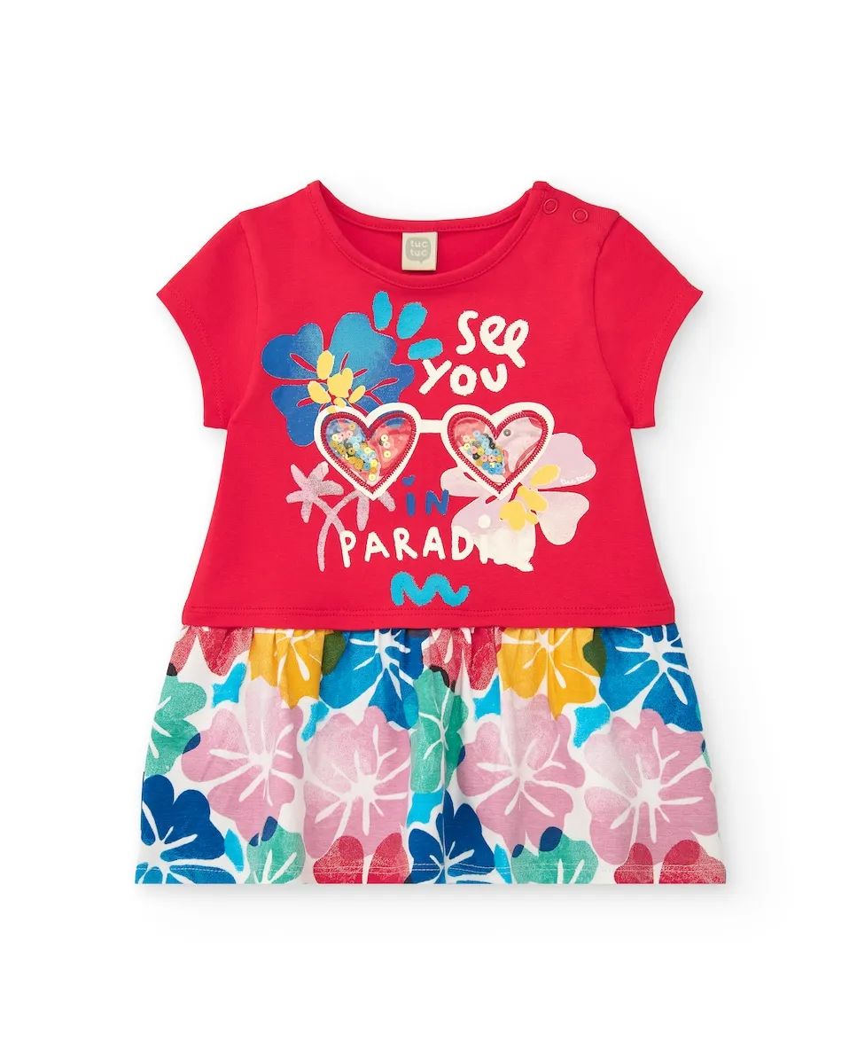 Платье для девочки с цветочной юбкой и пайетками Tuc tuc, красный
Платье для девочки с цветочной юбкой и пайетками Tuc tuc, красный