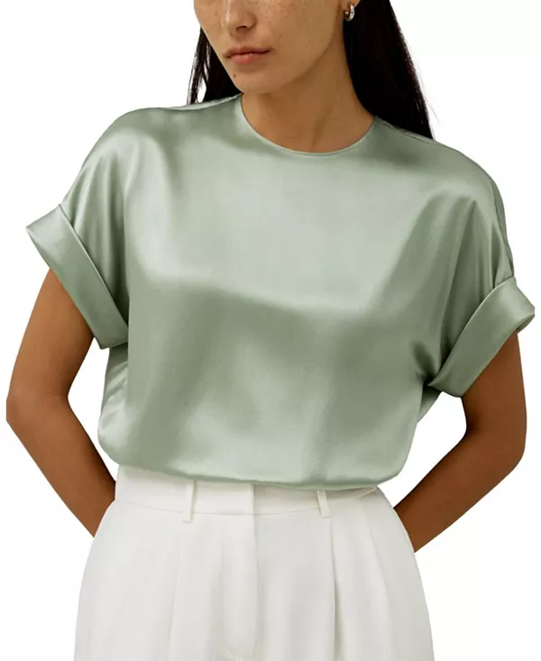 Шелковая футболка с косыми рукавами и круглым вырезом Lilysilk, зеленый
Шелковая футболка с косыми рукавами и круглым вырезом Lilysilk, зеленый