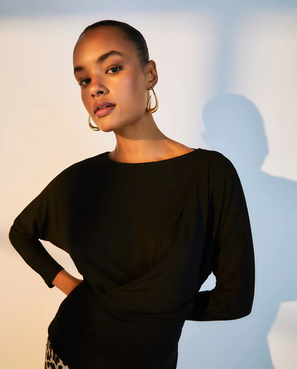 Женская футболка с длинным рукавом и принтом Woman El Corte Inglés, чёрный 
Женская футболка с длинным рукавом и принтом Woman El Corte Inglés, чёрный