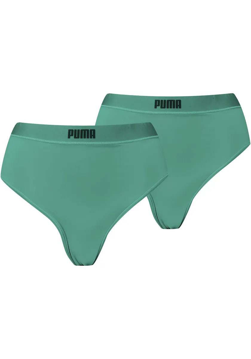 Трусики PUMA с высокой талией (2 шт. в упаковке), с поясом с логотипом, зеленый