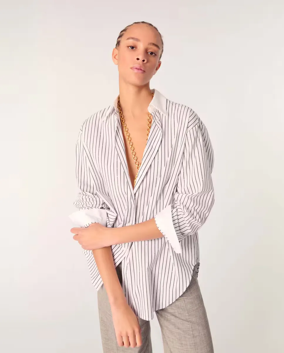 Женская рубашка в полоску с камнями Maje, черный
Женская рубашка в полоску с камнями Maje, черный