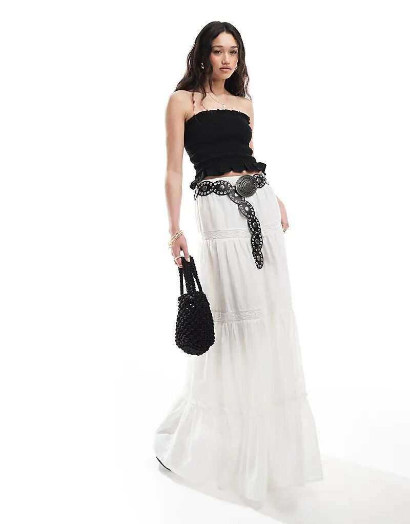 Юбка макси в стиле бохо с кружевными вставками ASOS DESIGN белого цвета
Юбка макси в стиле бохо с кружевными вставками ASOS DESIGN белого цвета