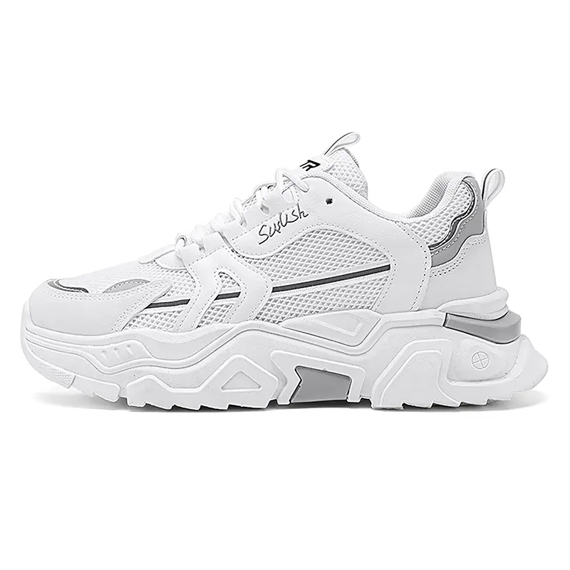 Износостойкие низкие кроссовки на массивной подошве для мужчин BTR, White Gray 
Износостойкие низкие кроссовки на массивной подошве для мужчин BTR, White Gray