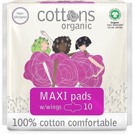 Гигиенические прокладки Maxi с крылышками, супер, 100% органический хлопок, 10 шт. в упаковке Cottons
Гигиенические прокладки Maxi с крылышками, супер, 100% органический хлопок, 10 шт. в упаковке Cottons