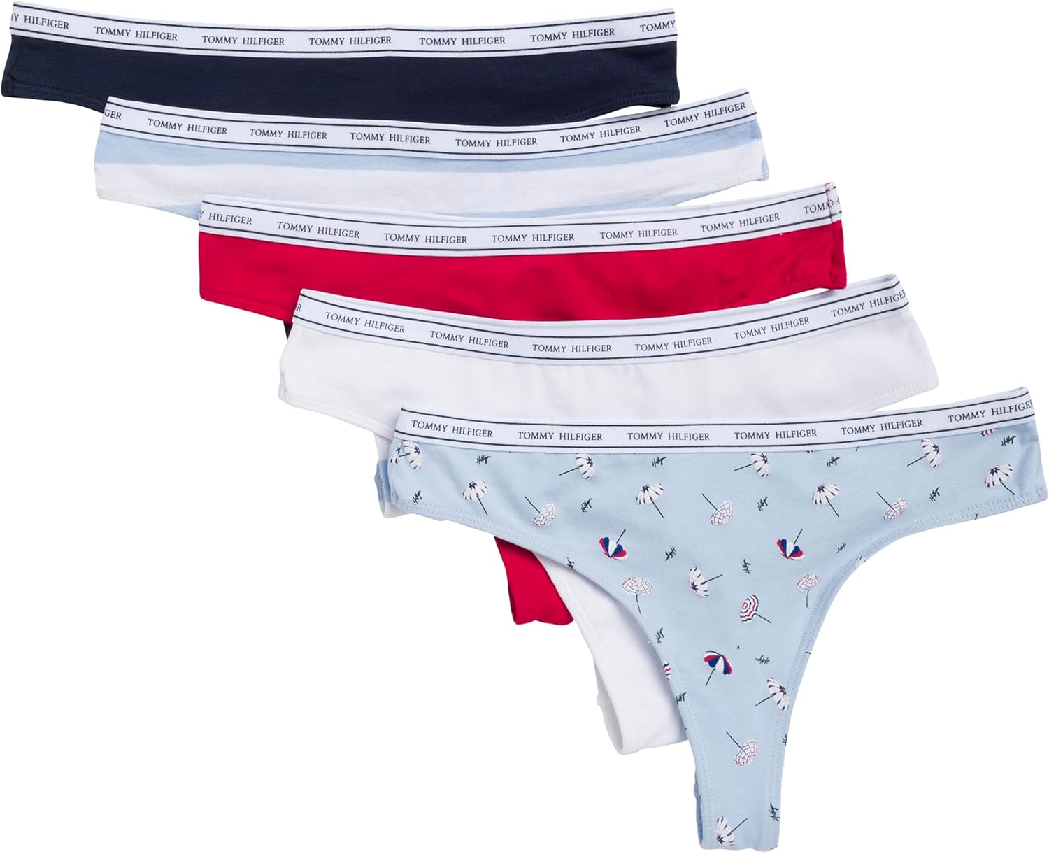 Женские классические хлопковые стринги Tommy Hilfiger с логотипом, 5 шт., Umbrellas Print/Bright White/Tango Red/Sky Captain/Sweet Blue Stripe
Женские классические хлопковые стринги Tommy Hilfiger с логотипом, 5 шт., Umbrellas Print/Bright White/Tango Red/Sky Captain/Sweet Blue Stripe