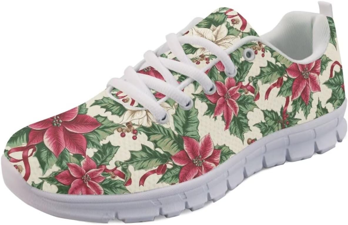 Кроссовки Forchrinse для женщин и мужчин, дышащие, на шнуровке, для бега, повседневные, с сеткой, противоскользящие, теннисные, Christmas Poinsettia
Кроссовки Forchrinse для женщин и мужчин, дышащие, на шнуровке, для бега, повседневные, с сеткой, противоскользящие, теннисные, Christmas Poinsettia