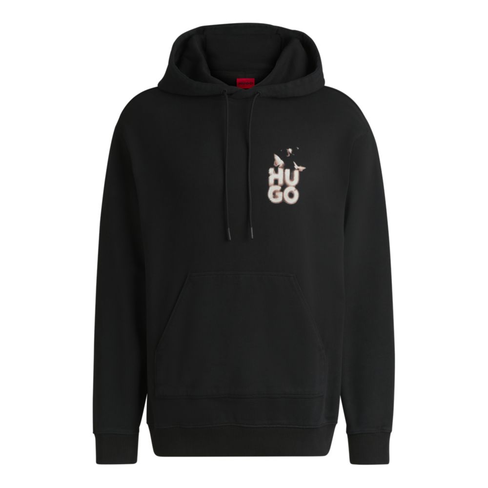 Свободная толстовка с капюшоном из французского трикотажа с сезонным рисунком HUGO, черный
Свободная толстовка с капюшоном из французского трикотажа с сезонным рисунком HUGO, черный