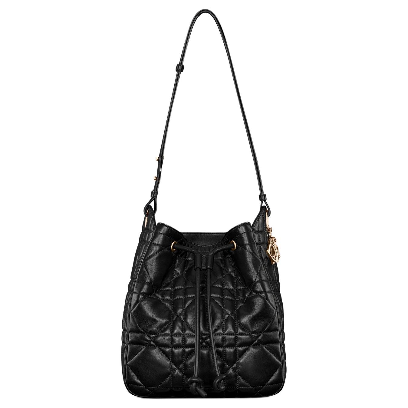 DIOR Дамская кожаная сумка через плечо среднего размера черная