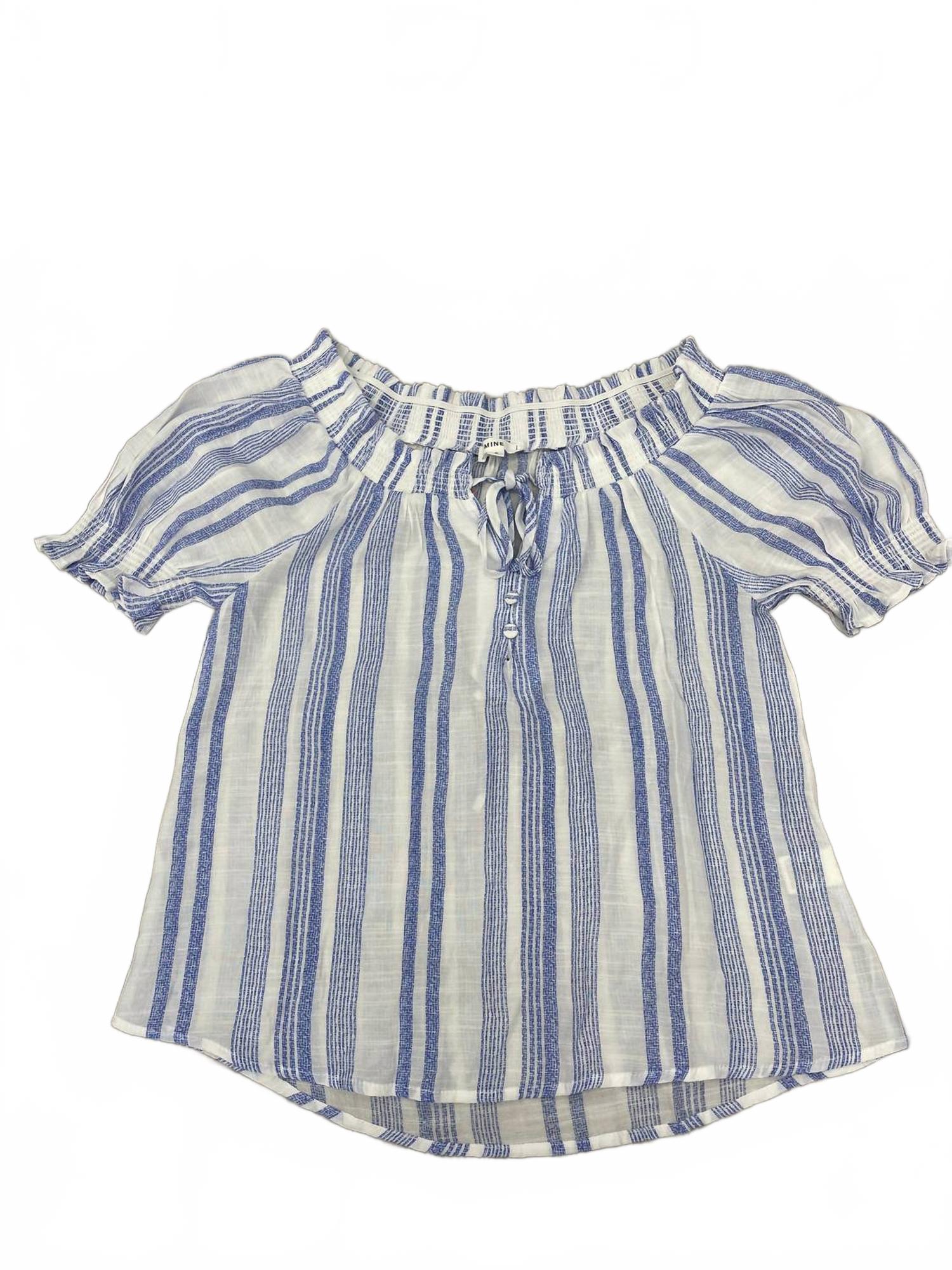 Полосатый топ с открытыми плечами голубой Blu Pepper
Полосатый топ с открытыми плечами голубой Blu Pepper