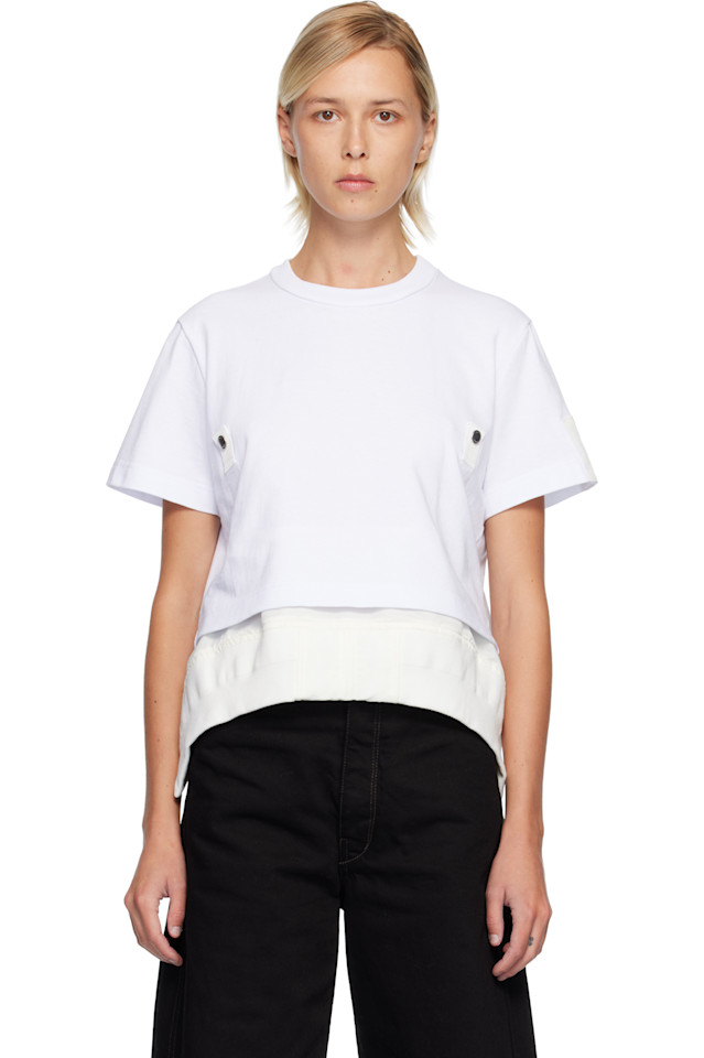 Футболка из хлопкового трикотажа и нейлоновой саржи Sacai, Off-White
Футболка из хлопкового трикотажа и нейлоновой саржи Sacai, Off-White