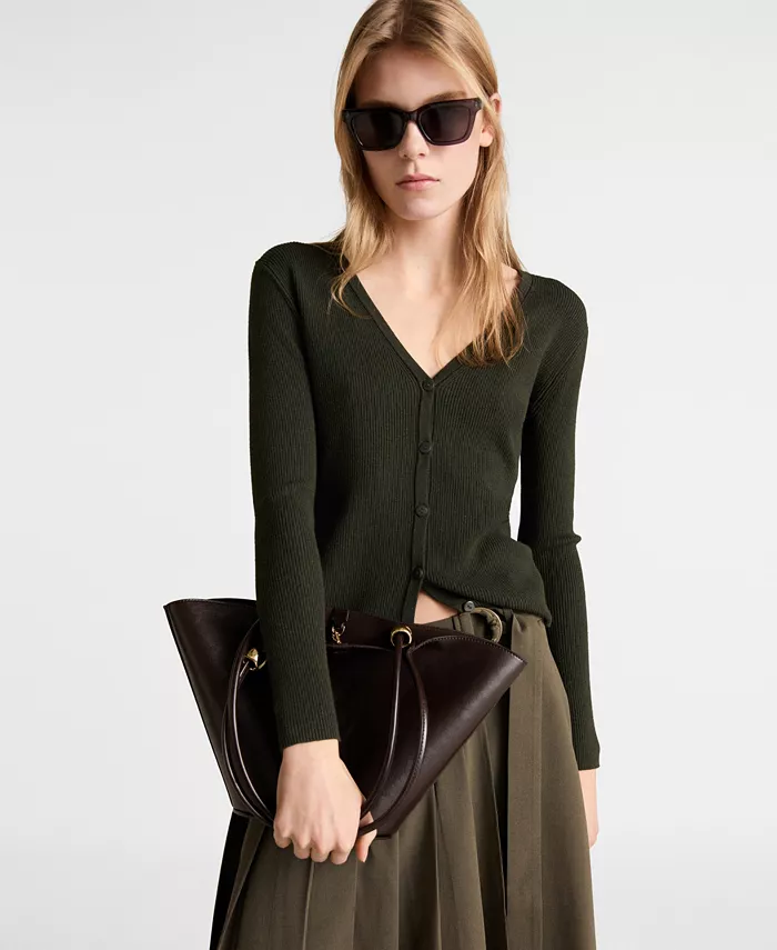 Женский вязаный кардиган с V-образным вырезом MANGO, коричневый/бежевый
Женский вязаный кардиган с V-образным вырезом MANGO, коричневый/бежевый