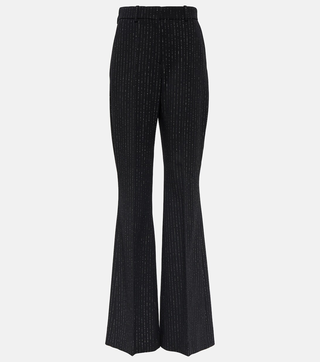 Расклешенные брюки из смесовой шерсти в меловую полоску BALMAIN, черный
Расклешенные брюки из смесовой шерсти в меловую полоску BALMAIN, черный