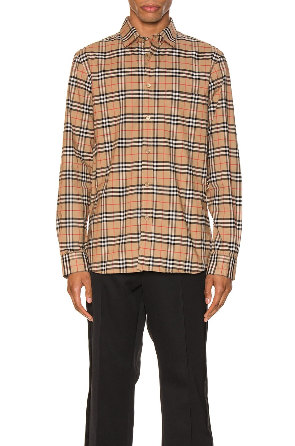 Рубашка Burberry Small Scale Stretch Check, цвет Camel Check 
Рубашка Burberry Small Scale Stretch Check, цвет Camel Check
