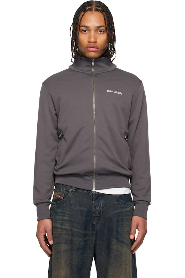 Palm Angels Классическая серая спортивная куртка с логотипом
Palm Angels Классическая серая спортивная куртка с логотипом