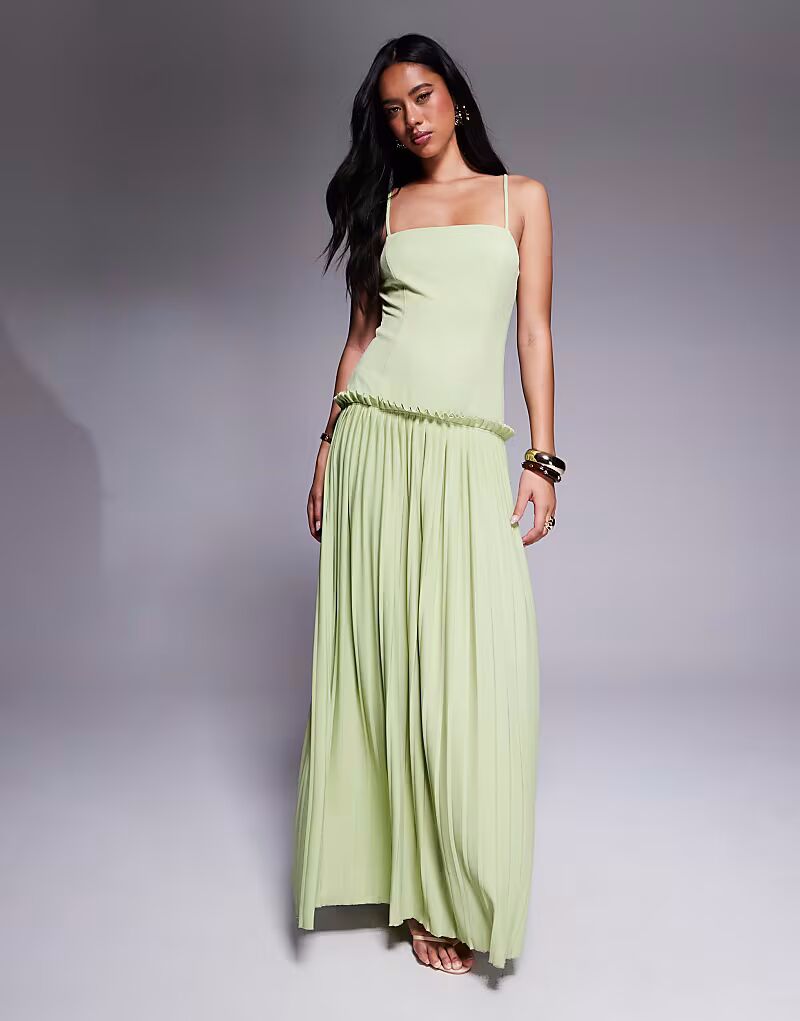 Платье макси с квадратным вырезом, складками и заниженной талией ASOS DESIGN фисташкового цвета
Платье макси с квадратным вырезом, складками и заниженной талией ASOS DESIGN фисташкового цвета