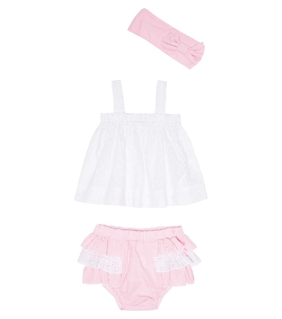 Комплект из детской повязки на голову, топа и панталон Monnalisa, Bianco+Rosa Fairytale
Комплект из детской повязки на голову, топа и панталон Monnalisa, Bianco+Rosa Fairytale