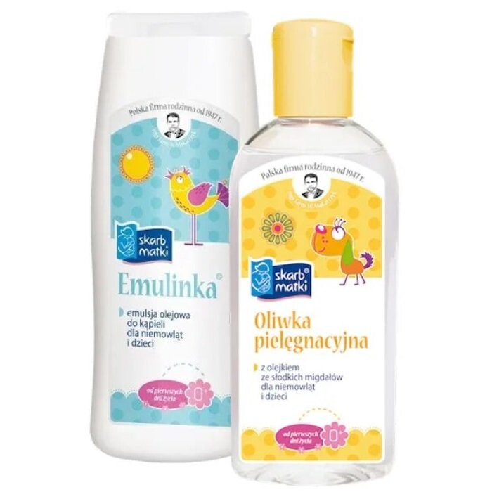Набор «Сокровище матери» масло-эмульсия для ванн 250мл + уход оливковое 200мл Skarb Matki