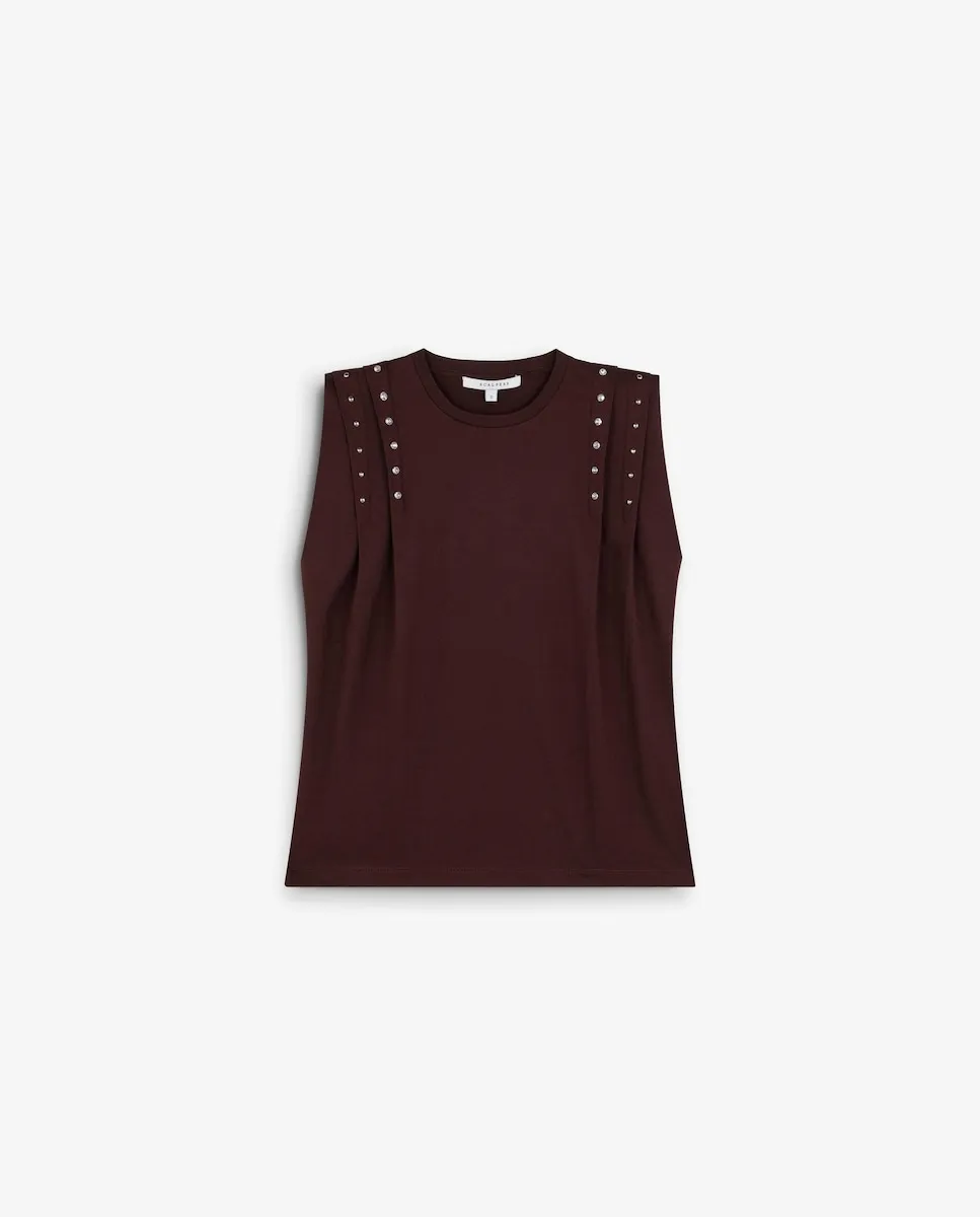 Женская майка без рукавов с отделкой заклепками Scalpers, бордовый
Женская майка без рукавов с отделкой заклепками Scalpers, бордовый