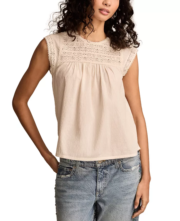 Женская хлопковая блузка с кружевным воротником и защипами Lucky Brand, белый
Женская хлопковая блузка с кружевным воротником и защипами Lucky Brand, белый