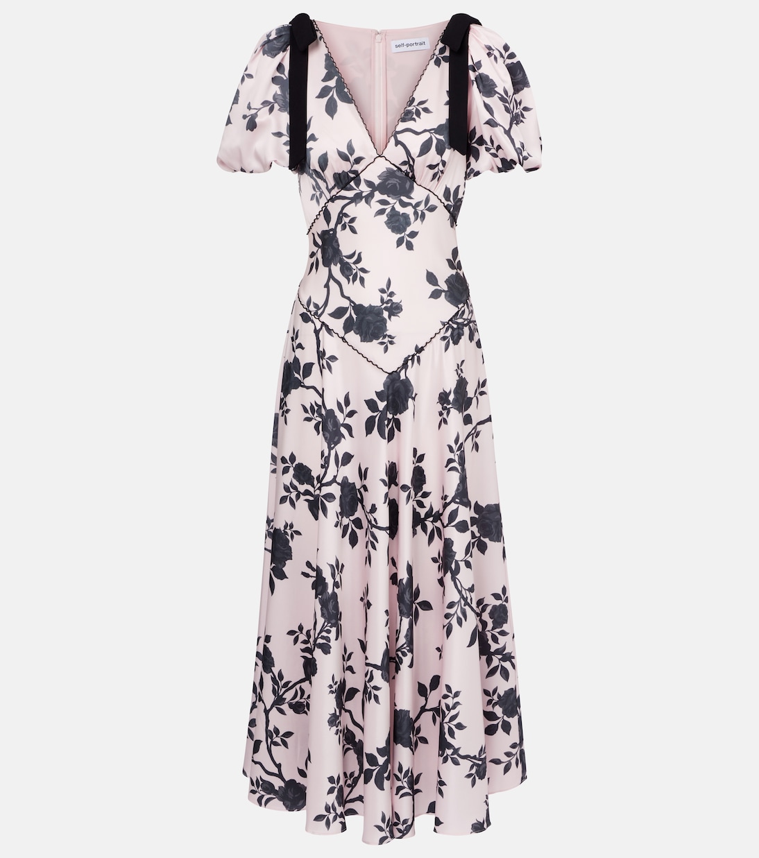 Сатиновое платье миди с цветочным бантом Self-Portrait, розовый
Сатиновое платье миди с цветочным бантом Self-Portrait, розовый