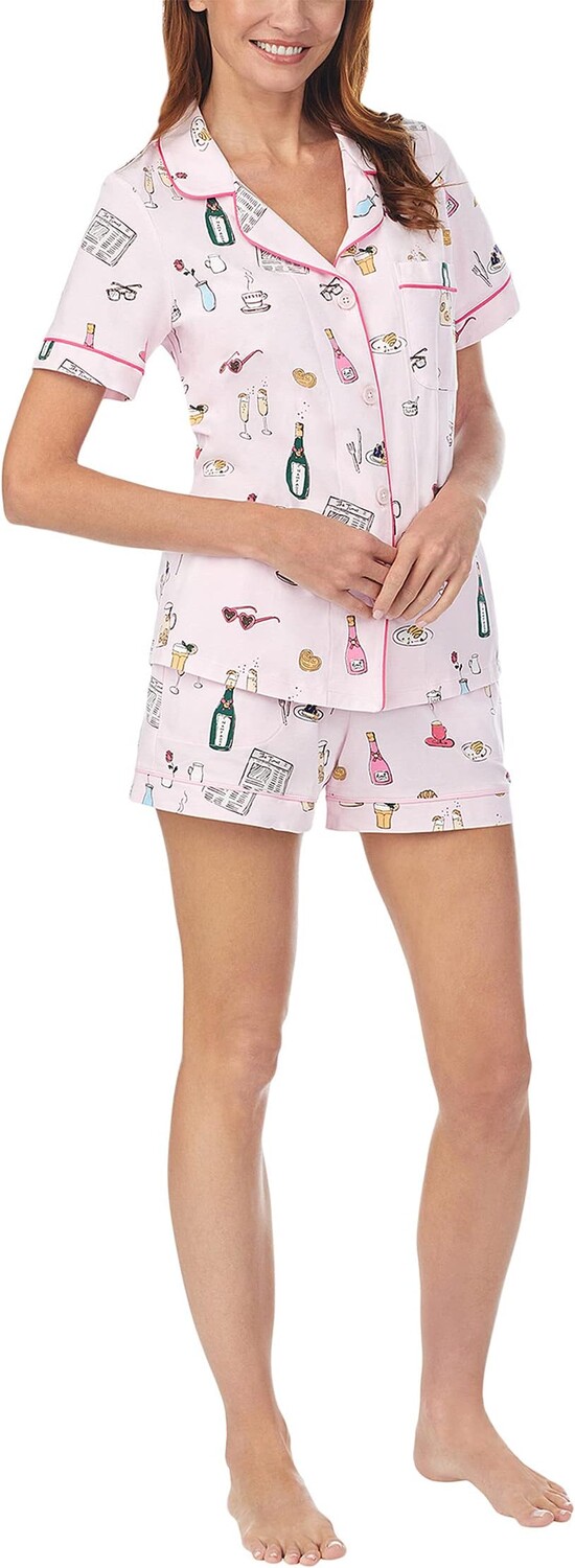Классический короткий пижамный комплект с короткими рукавами Bedhead PJs, цвет Let's Do Brunch
