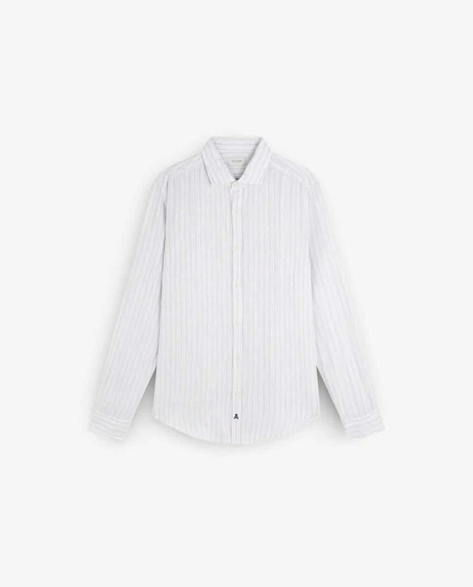 Мужская льняная рубашка в полоску Scalpers, белый
Мужская льняная рубашка в полоску Scalpers, белый