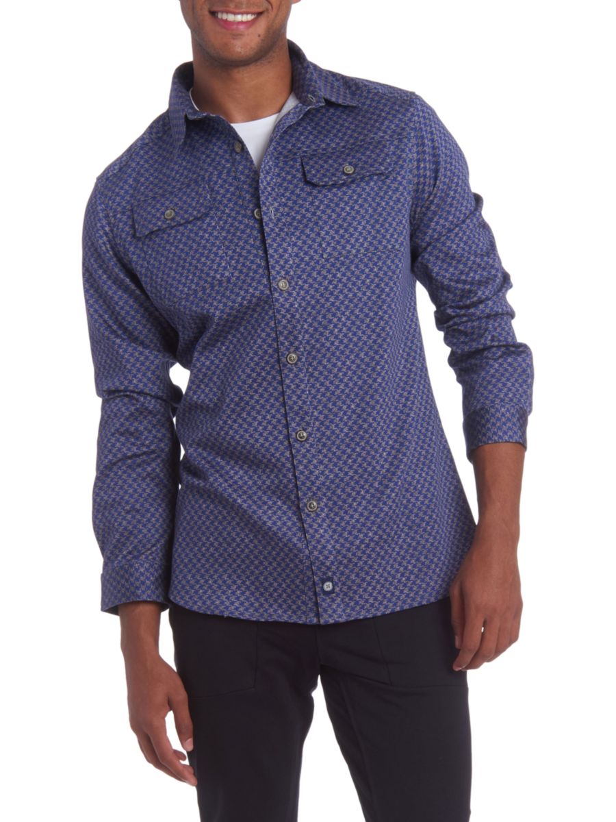 Рубашка с узором гусиная лапка на пуговицах Pino by PinoPorte, синий
Рубашка с узором гусиная лапка на пуговицах Pino by PinoPorte, синий