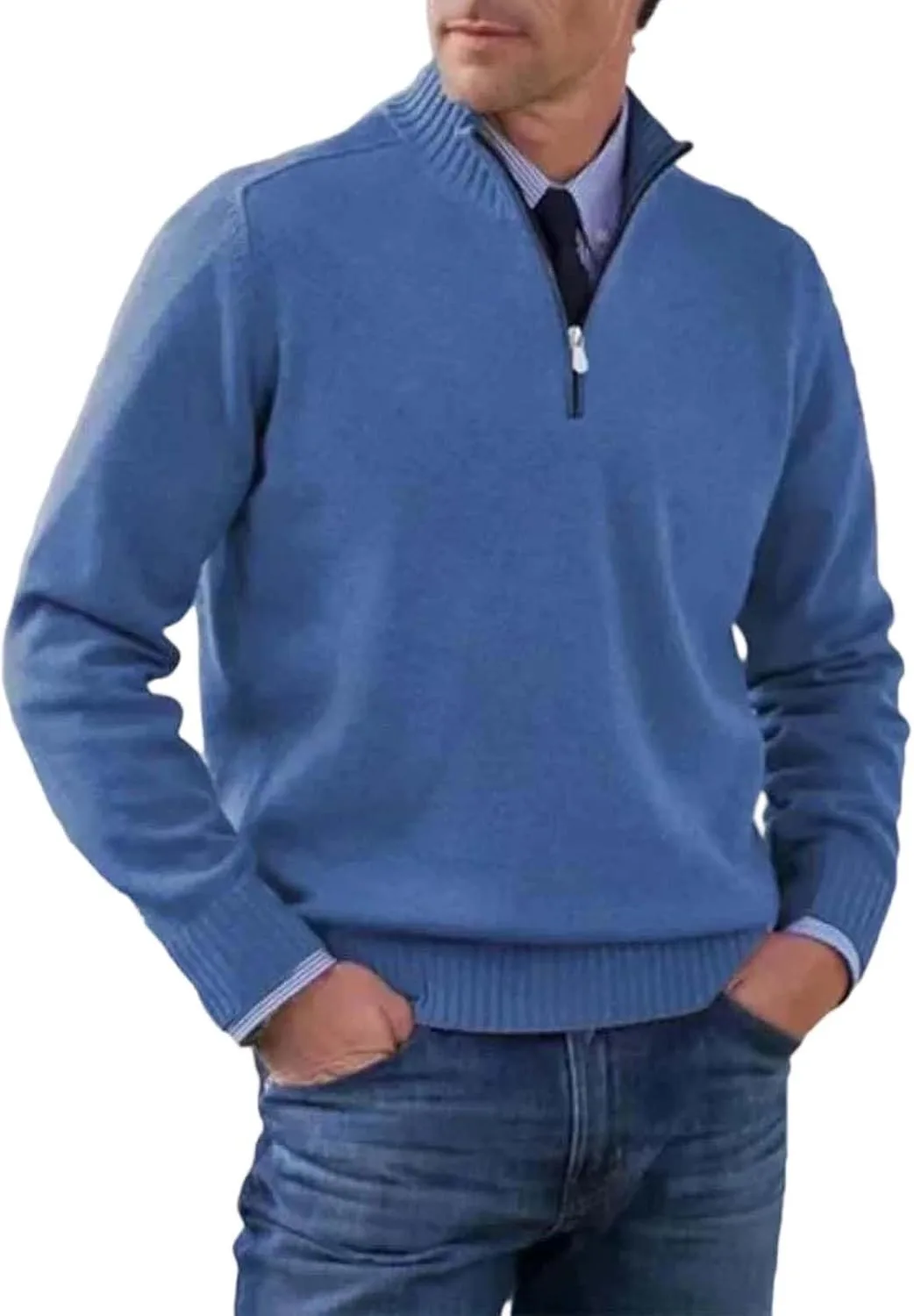 Мужской свитер с воротником-стойкой на молнии, мягкий, с длинными рукавами Adhdyuud
Мужской свитер с воротником-стойкой на молнии, мягкий, с длинными рукавами Adhdyuud