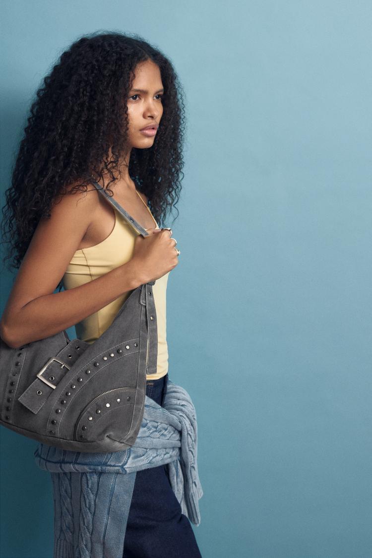 Сумка-Шоппер из холста с заклепками Pull And Bear, серый
Сумка-Шоппер из холста с заклепками Pull And Bear, серый