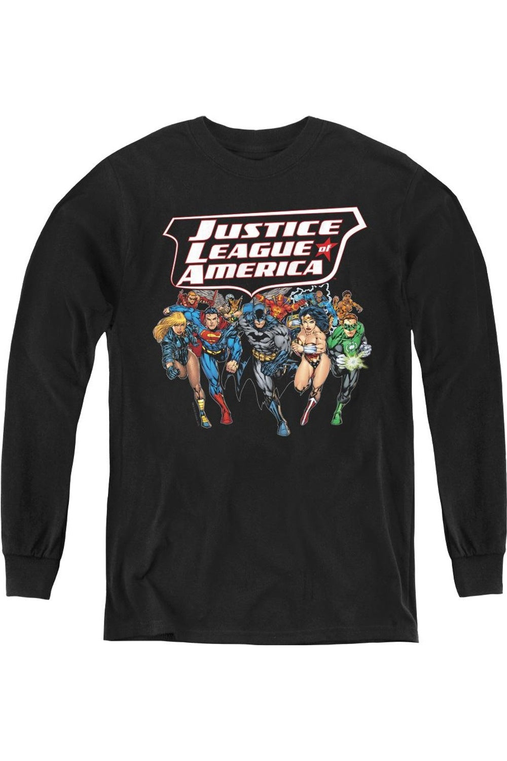 Футболка с длинным рукавом "Лига справедливости Америки" для молодежи Gildan, черный 
Футболка с длинным рукавом "Лига справедливости Америки" для молодежи Gildan, черный
