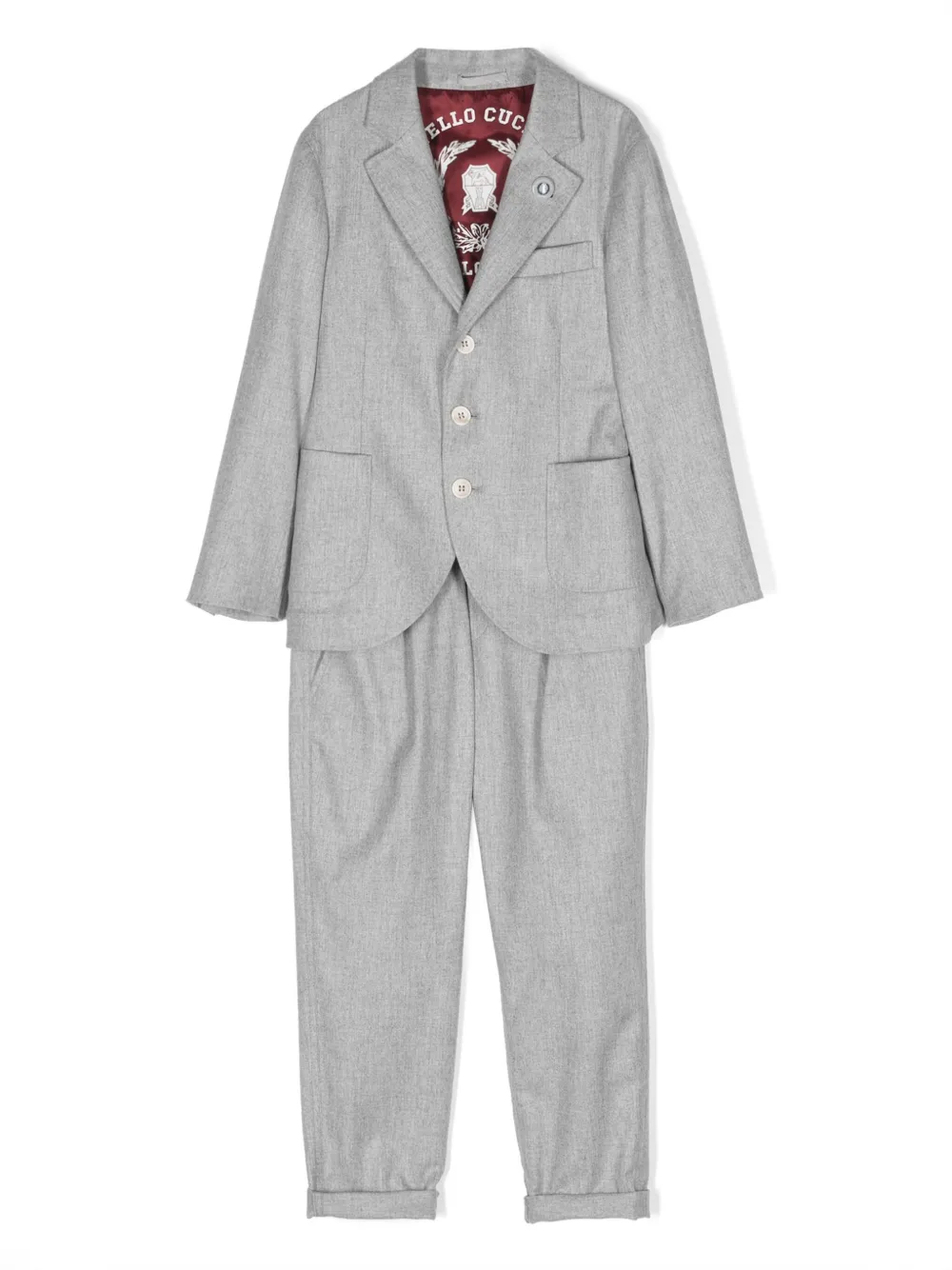Костюм с однобортным пиджаком Brunello Cucinelli Kids, серый
Костюм с однобортным пиджаком Brunello Cucinelli Kids, серый