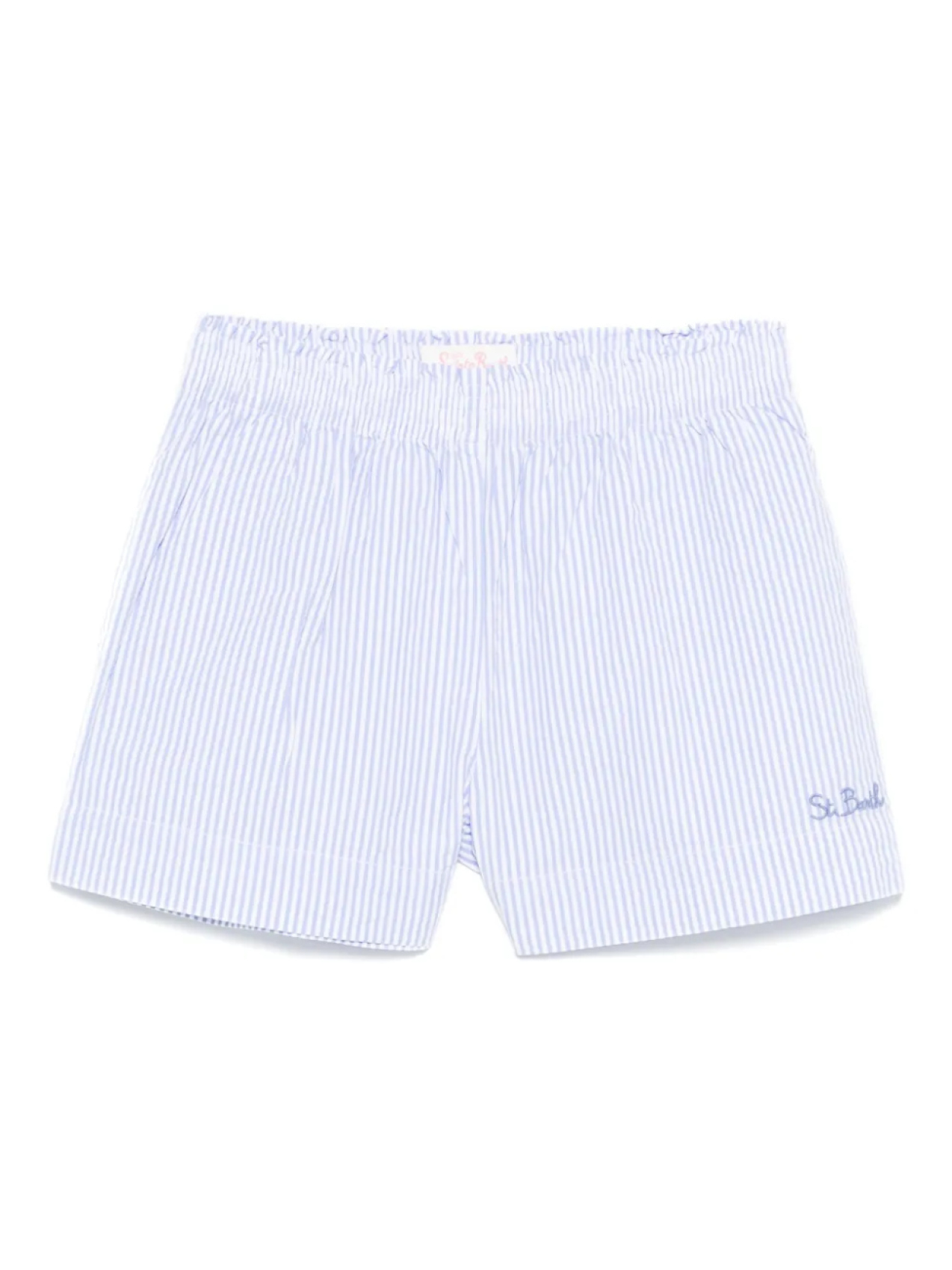 Полосатые шорты из сирсакера MC2 Saint Barth Kids, синий 
Полосатые шорты из сирсакера MC2 Saint Barth Kids, синий