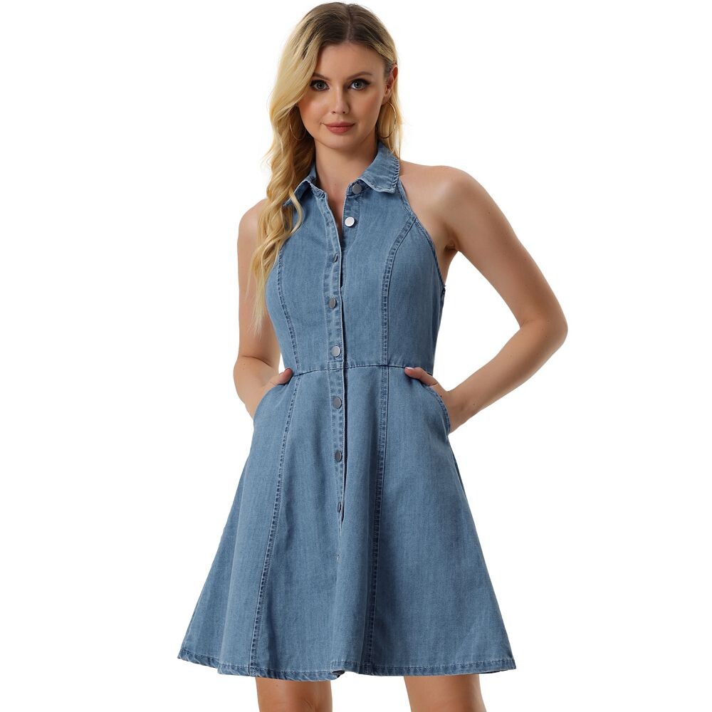 Джинсовые платья для женщин Платье-рубашка на пуговицах с бретелькой на шее ALLEGRA K, цвет Light Blue
Джинсовые платья для женщин Платье-рубашка на пуговицах с бретелькой на шее ALLEGRA K, цвет Light Blue